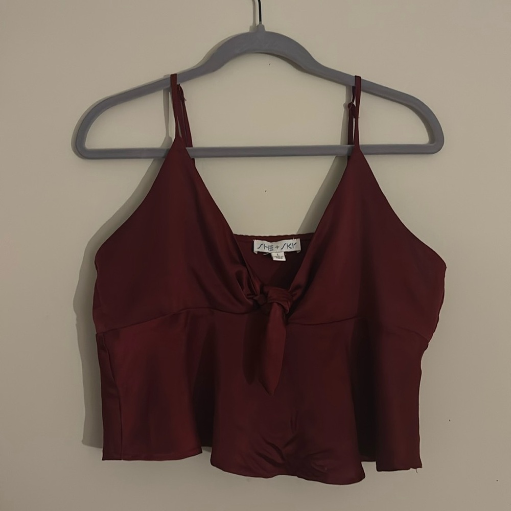 Maroon Silk Crop Top (Large)